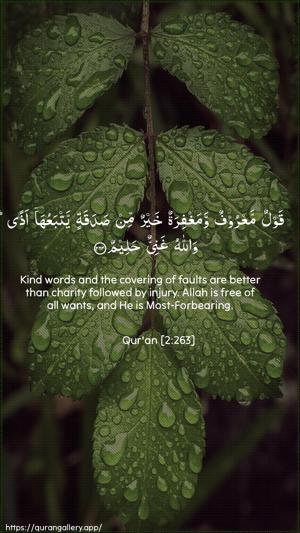 Al-Baqara Ayah 263 - Arabic + English wallpaper