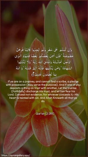 Al-Baqara Ayah 283 - Arabic + English wallpaper