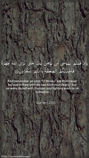 Al-Baqara Ayah 55 - Arabic + English wallpaper