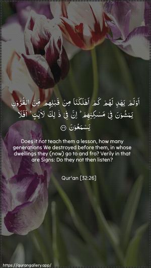 As-Sajda Ayah 26 - Arabic + English wallpaper