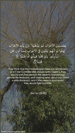 Al-Ahzaab Ayah 20 - Arabic + English wallpaper