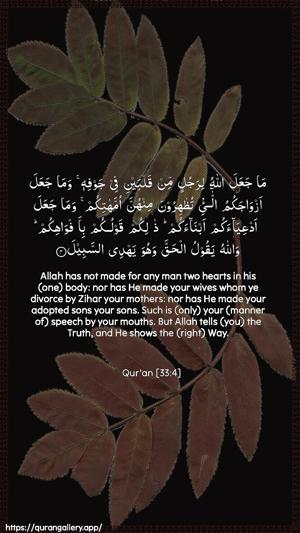 Al-Ahzaab Ayah 4 - Arabic + English wallpaper