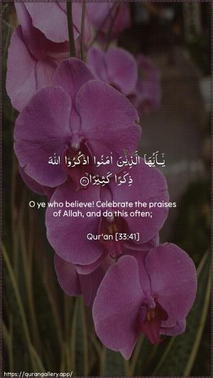 Al-Ahzaab Ayah 41 - Arabic + English wallpaper