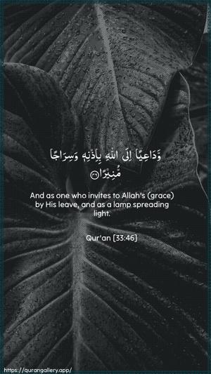 Al-Ahzaab Ayah 46 - Arabic + English wallpaper
