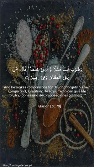 Yaseen Ayah 78 - Arabic + English wallpaper