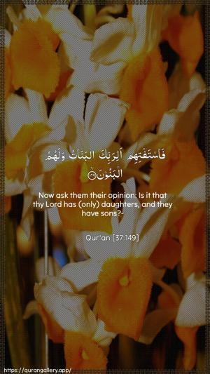 As-Saaffaat Ayah 149 - Arabic + English wallpaper