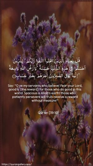 Az-Zumar Ayah 10 - Arabic + English wallpaper