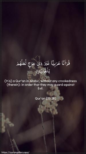 Az-Zumar Ayah 28 - Arabic + English wallpaper