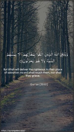 Az-Zumar Ayah 61 - Arabic + English wallpaper