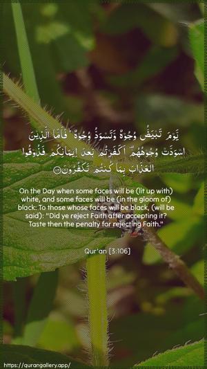 Aal-i-Imraan Ayah 106 - Arabic + English wallpaper