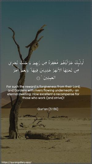 Aal-i-Imraan Ayah 136 - Arabic + English wallpaper