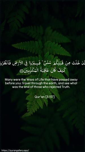 Aal-i-Imraan Ayah 137 - Arabic + English wallpaper