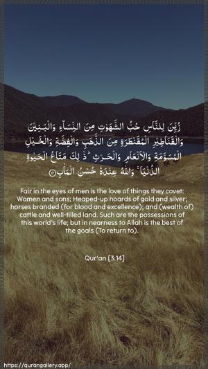 Aal-i-Imraan Ayah 14 - Arabic + English wallpaper