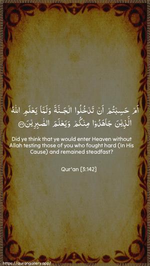 Aal-i-Imraan Ayah 142 - Arabic + English wallpaper
