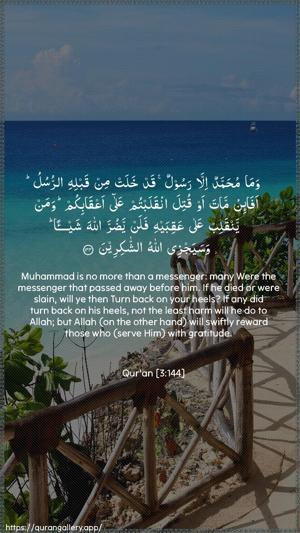 Aal-i-Imraan Ayah 144 - Arabic + English wallpaper
