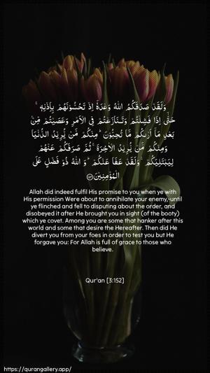 Aal-i-Imraan Ayah 152 - Arabic + English wallpaper