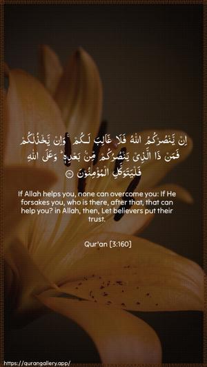 Aal-i-Imraan Ayah 160 - Arabic + English wallpaper