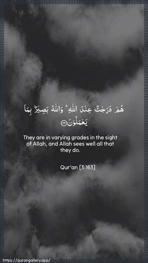 Aal-i-Imraan Ayah 163 - Arabic + English wallpaper