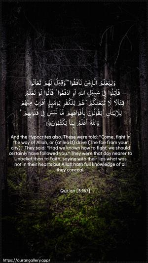 Aal-i-Imraan Ayah 167 - Arabic + English wallpaper