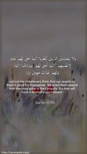 Aal-i-Imraan Ayah 178 - Arabic + English wallpaper