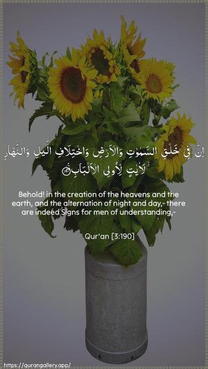 Aal-i-Imraan Ayah 190 - Arabic + English wallpaper