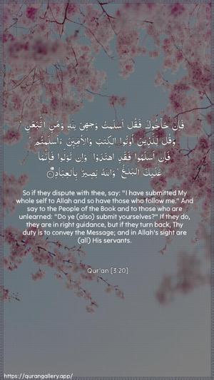 Aal-i-Imraan Ayah 20 - Arabic + English wallpaper