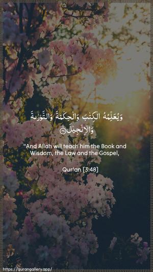 Aal-i-Imraan Ayah 48 - Arabic + English wallpaper