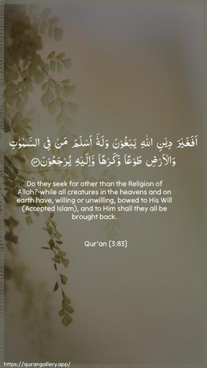 Aal-i-Imraan Ayah 83 - Arabic + English wallpaper