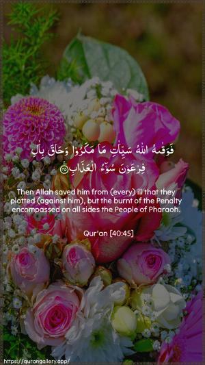 Al-Ghaafir Ayah 45 - Arabic + English wallpaper