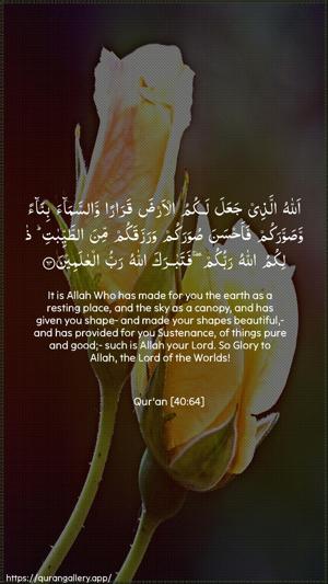 Al-Ghaafir Ayah 64 - Arabic + English wallpaper
