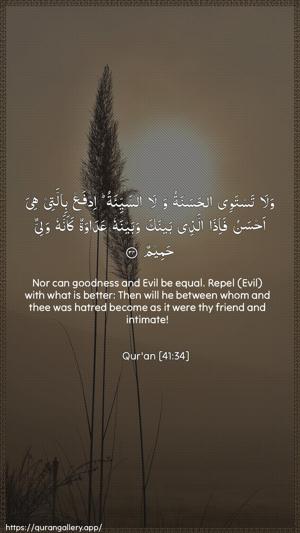 Fussilat Ayah 34 - Arabic + English wallpaper