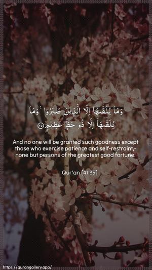 Fussilat Ayah 35 - Arabic + English wallpaper