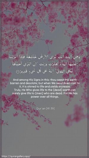 Fussilat Ayah 39 - Arabic + English wallpaper