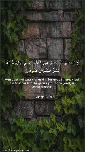 Fussilat Ayah 49 - Arabic + English wallpaper