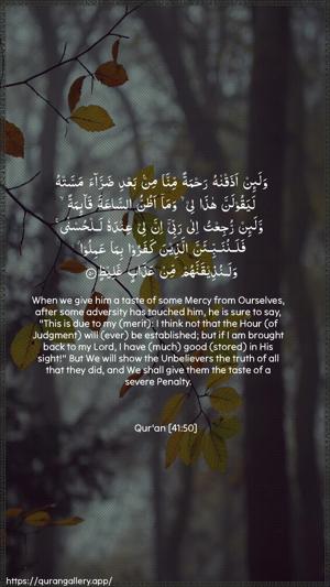 Fussilat Ayah 50 - Arabic + English wallpaper