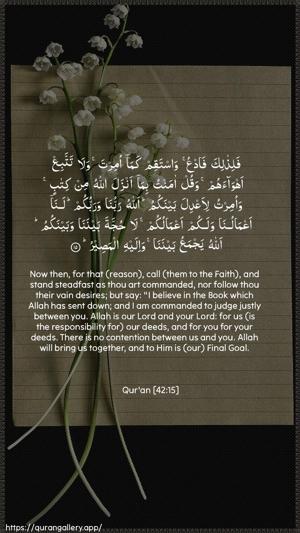 Ash-Shura Ayah 15 - Arabic + English wallpaper