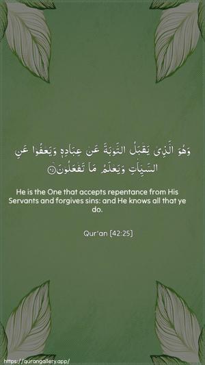 Ash-Shura Ayah 25 - Arabic + English wallpaper