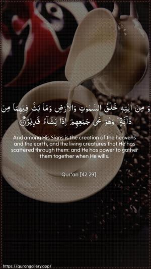 Ash-Shura Ayah 29 - Arabic + English wallpaper
