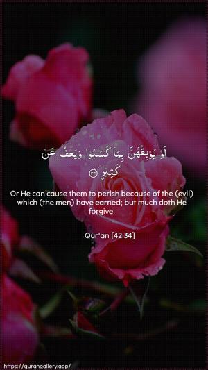 Ash-Shura Ayah 34 - Arabic + English wallpaper
