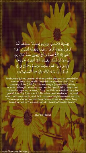 Al-Ahqaf Ayah 15 - Arabic + English wallpaper