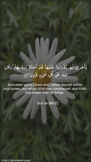 Al-Fath Ayah 21 - Arabic + English wallpaper