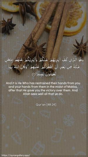 Al-Fath Ayah 24 - Arabic + English wallpaper