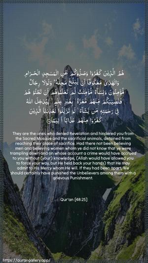 Al-Fath Ayah 25 - Arabic + English wallpaper