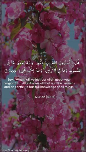 Al-Hujuraat Ayah 16 - Arabic + English wallpaper