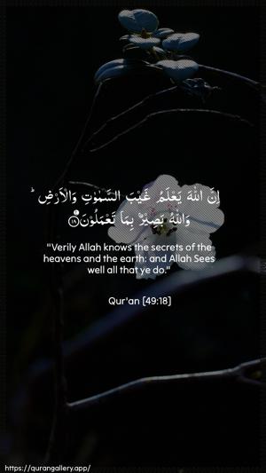 Al-Hujuraat Ayah 18 - Arabic + English wallpaper
