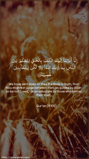 An-Nisaa Ayah 105 - Arabic + English wallpaper