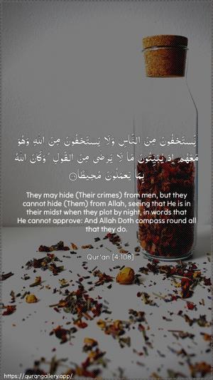 An-Nisaa Ayah 108 - Arabic + English wallpaper