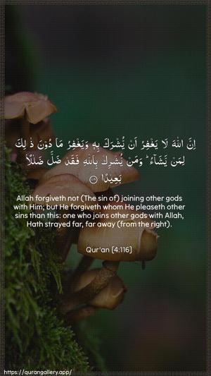 An-Nisaa Ayah 116 - Arabic + English wallpaper