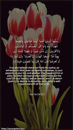 An-Nisaa Ayah 135 - Arabic + English wallpaper