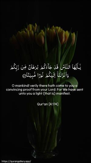 An-Nisaa Ayah 174 - Arabic + English wallpaper